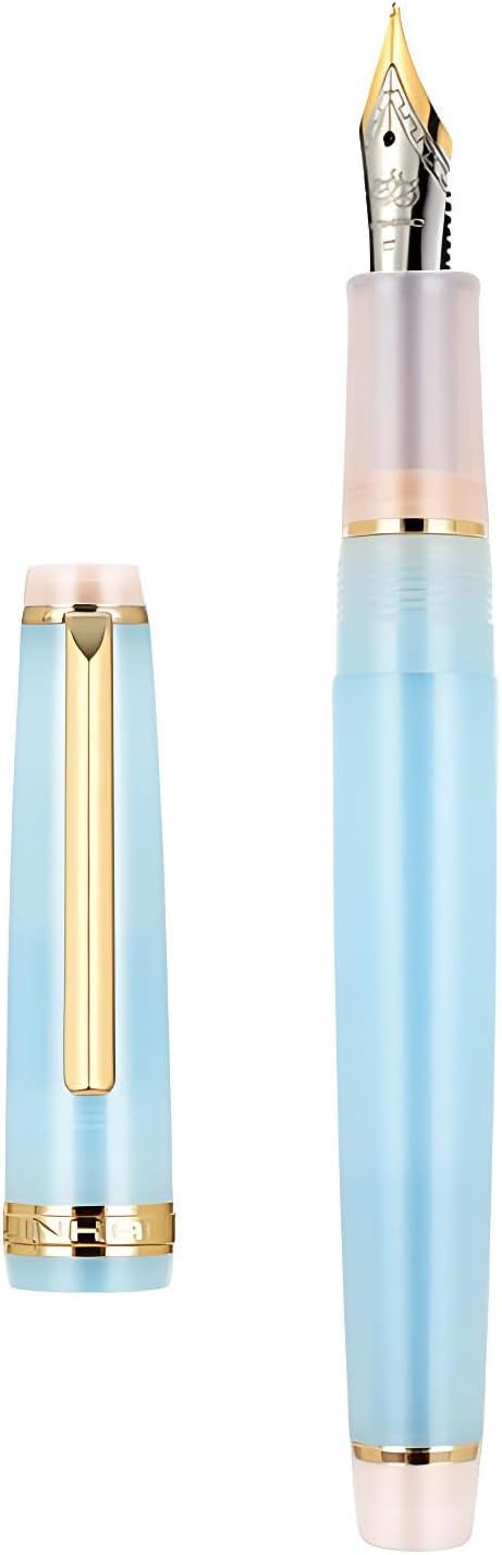 Jinhao 82 Acrylic Fountain Pen Set (2 Pack), Fine Nib Pen, Pink & Blue | Smooth refillable writing pens with converter for journaling, calligraphy & office use. Features a translucent body.