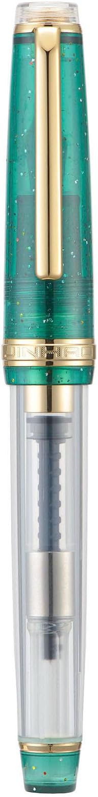 Jinhao 82 Acrylic Fountain Pen, Iridium Medium Nib with Ink Converter, Vintage Mint Green & Transparent Color Classic Design Smooth Writing Pen (Gold Trim)