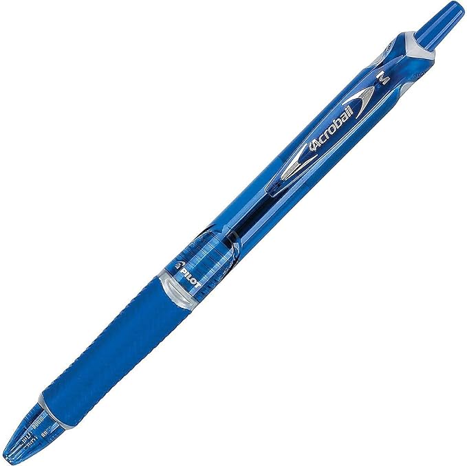 Pilot Acroball Colors Advanced Ink Refillable & Retractable Pens, Ball Point Pens, Medium Point, Blue Ink, 1.0mm, 12-Count