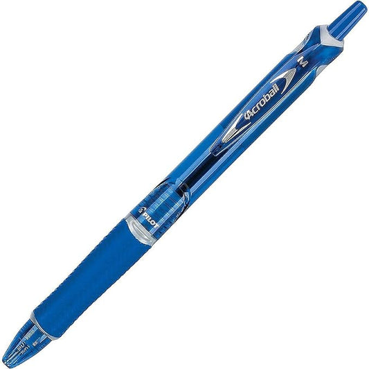 Pilot Acroball Colors Advanced Ink Refillable & Retractable Pens, Ball Point Pens, Medium Point, Blue Ink, 1.0mm, 12-Count