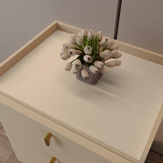 Leather Nightstand Cover,1.8mm Thick,15.75x23.6 Inch End Table Cover,Side Table Cover,Bedside Table Cover,Bedside Tablecloth.(Beige+Light Gray,15.75x23.6)