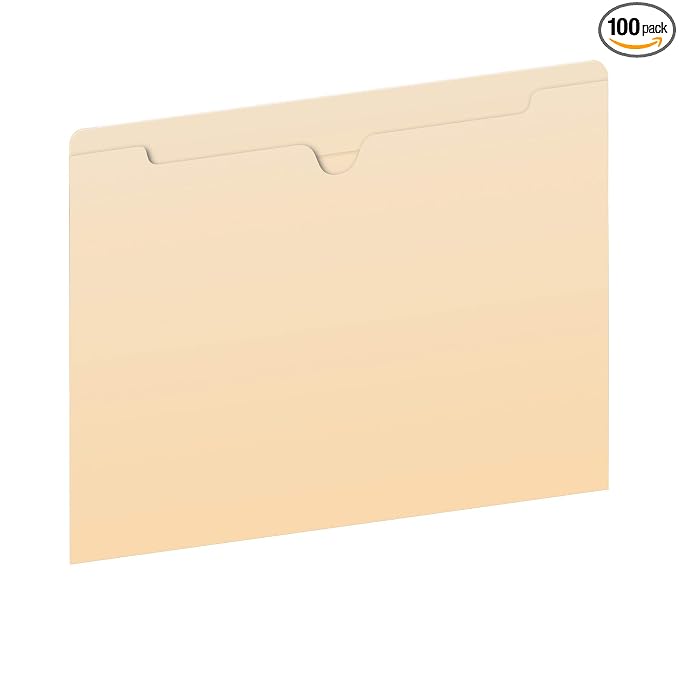 Pendaflex File Jackets, Flat, No Expansion, Manila, Letter Size, Straight Cut Tab, 100/Box