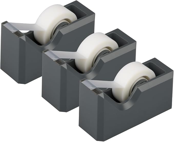 JAM PAPER Colorful Desk Tape Dispensers - Grey - 3/Pack