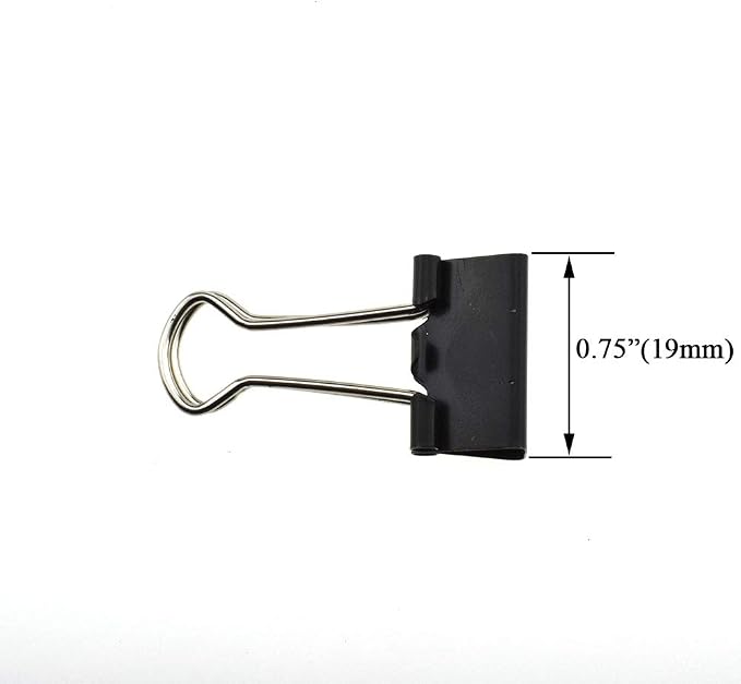 HAHIYO Binder Clips Paper Clamps Spring Steel Sturdy Small 0.75 inches Width 0.28 Inch Capacity No Sharp Edges Heavy Duty Tight Grip Reusable Black Metal Bright Finish for Home Office School 30 Pack