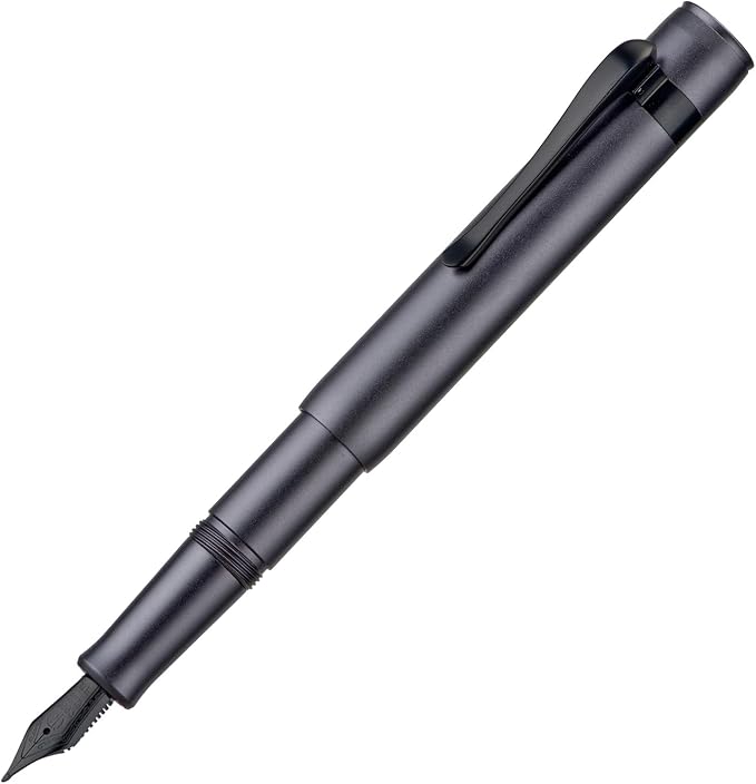 HONG DIAN M2 Black Forest Mini Fountain Pen, Long Blade Nib & Sleek Shape Aluminium Short Pocket Travel Pen (Space Gray)
