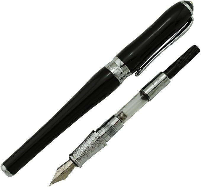 Duke Asian Calligraphy Fude Nib Fountain Pen Fine to Broad Nature Mother Pearl on Cap with Pen Pouch sketching Art Drawing Signature Pen Pouch