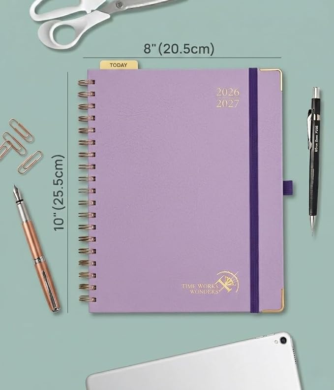 POPRUN 2026-2027 Weekly Planner 10" x 8"Weekly and Monthly Planner Calendar | Jul 2026 - Jun 2027，Daily Agenda Book & Appointment Book with Hourly Schedule, Tabs, Hardcover- Violet
