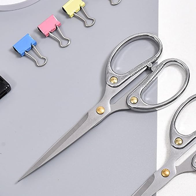 6.3-inch Small Craft Scissors, Sharp Blades Office Scissors for Desk, Stainless Steel All Purpose Scissors for Office, Home, School, DIY, Sewing, Fabric (Silver)