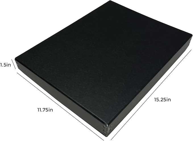 Lineco Museum Archival Storage Box, Drop Front, 11.75x15.25x1.5 in, Black | Acid-Free with Metal Edge, Preserves Picture Longevity, Organize Photos, Newspapers, Prints, Documents, Crafts, DIY