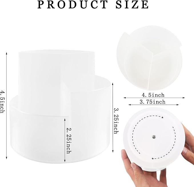 Newkita Desk Pen Holder, 3 Slots 360-Degree Rotating Desktop Storage Organizer, Desk Accessories for Art Supplies (Clear)