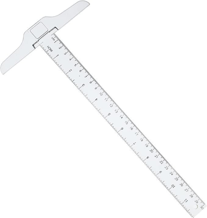 2Pcs Junior T-Square Plastic Transparent T-Ruler 30cm/ 12 Inch for Drafting & Art Framing