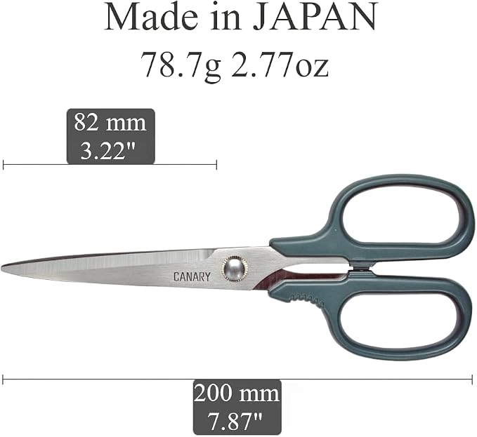 CANARY Craft Scissors Heavy Duty Blade 7.8", Sharp Japanese Stainless Steel Blade, Made in JAPAN