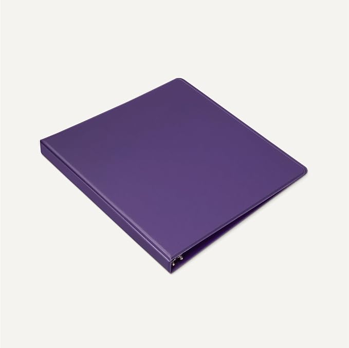 Amazon Basics Economy 3 Ring Binder, 1/2 Inch D-Ring, Easy Lock and Release, Holds up to 120 Sheets, 2 Pockets, Assorted Colors, 4-Pack