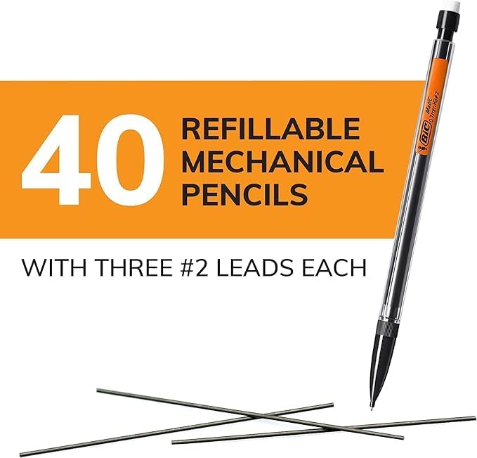BIC Xtra Smooth Mechanical Pencil with 0.7 mm Medium Point ,Refillable and Retractable, School Supplies for Students and Teachers, 40-Count Pack