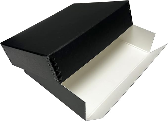 Lineco Museum Archival Storage Box, Drop Front, 9.75x12.75x3 in, Black | Acid-Free with Metal Edge, Preserves Picture Longevity, Organize Photos, Newspapers, Prints, Documents, Crafts, DIY