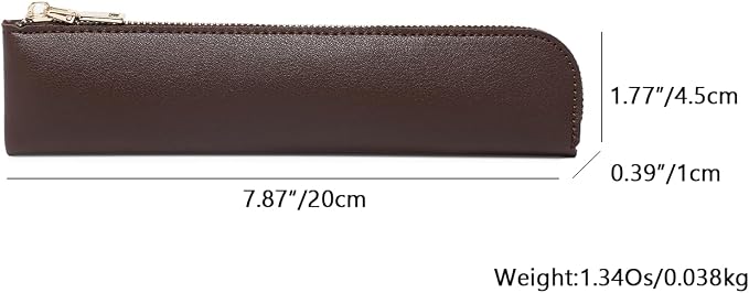 Slim Pencil Case Small Pencil Pouch Pen Case (Dark Brown/FL)