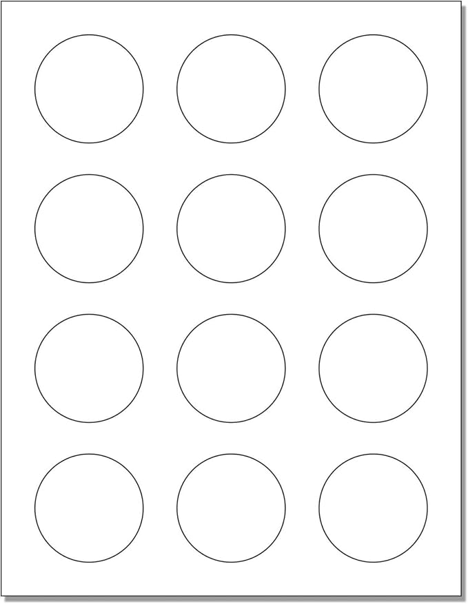 NextDayLabels 2 Inch Round Labels with Bleeds – Matte White Circle Stickers for Inkjet & Laser | 300 Labels, 25 Sheets, 12 Per Page | Made in USA | Printable Stickers for Jars & Candles