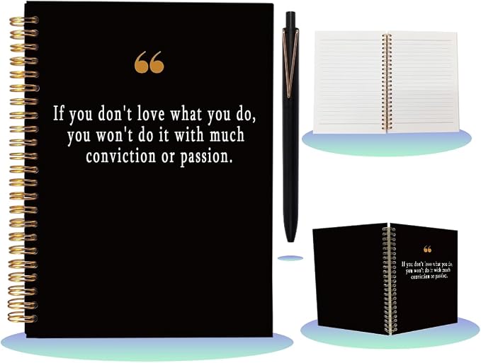 Professional Passion Quote Notebook with Pen Set, A5 Spiral Inspirational Journal for Work, 160 Pages College Ruled Office Stationery, Coworker Goodbye Gift, Employee Appreciation Present