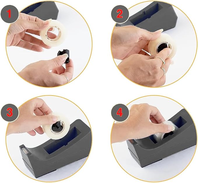Desk Tape Dispenser with 10 Rolls Clear Tape, Desktop Tape Holder with Non-Slip Nano Adhesive Base, 1 Inch Core Tape Dispenser for Home Office School Supplies