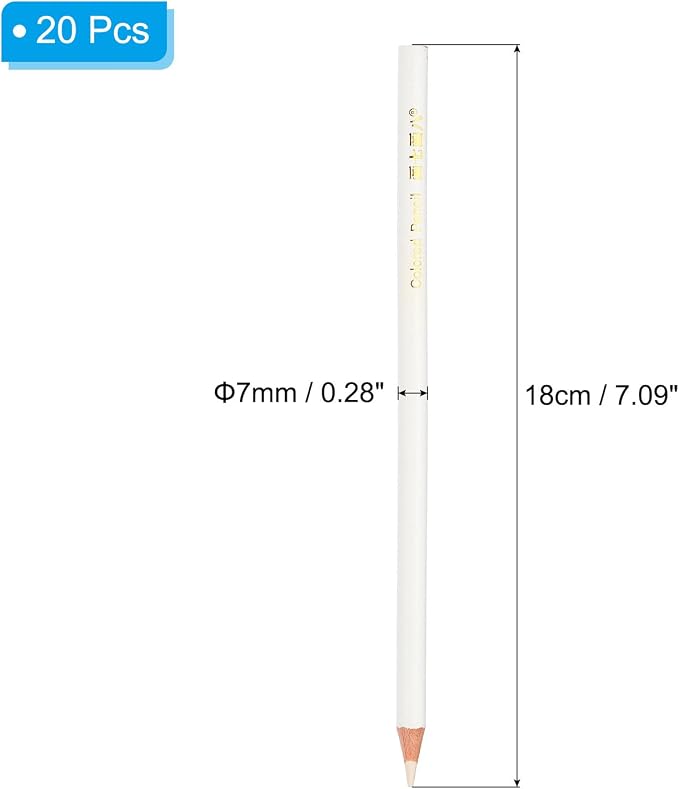 PATIKIL White Colored Pencils Set,20 Pcs Oil Color Pencils Wooden Coloring Drawing Pencil for Artists Art Painting