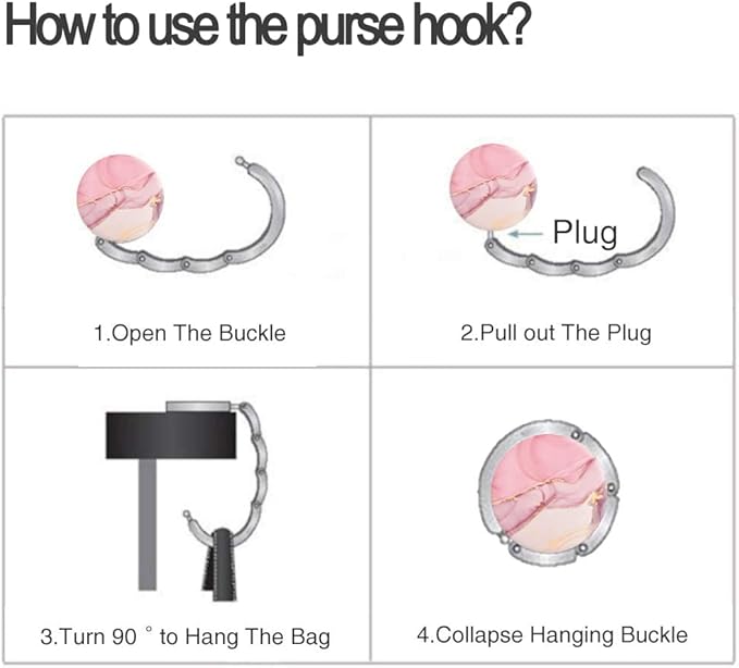 Bosketo Foldable Purse Hook Womens Bag Table Hanger Collection Desk Hooks for Purse (3pack Modern Marble Hook)