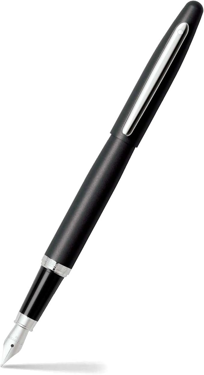 Sheaffer VFM Matte Black Fountain Pen with Chrome Trim and Medium Nib