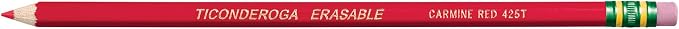 Ticonderoga Erasable Checking Wood-Cased Pencils, Pre-Sharpened, Red, 12 Count
