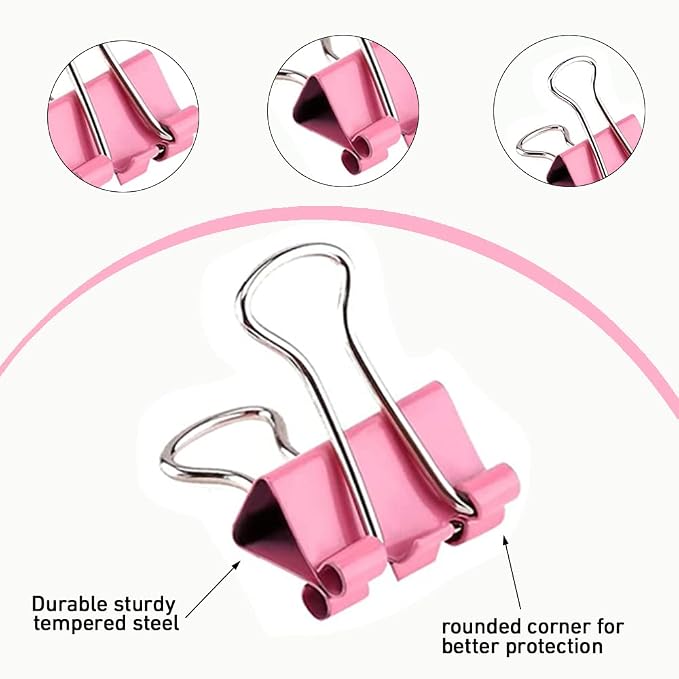 60pcs Colored Binder Clips Paper Clamps Assorted Size Small, Medium, Large Binder Paper Clips