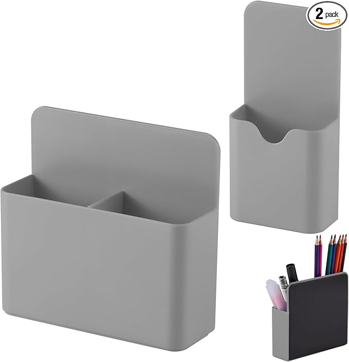 KITANIS Magnetic Pen Holder,2 Pack Magnetic Dry Erase Marker Holder with Generous Compartments,Strong Magnet Storage Marker Pen Pencil Organizer for Refrigerator,Whiteboard,Locker Accessories