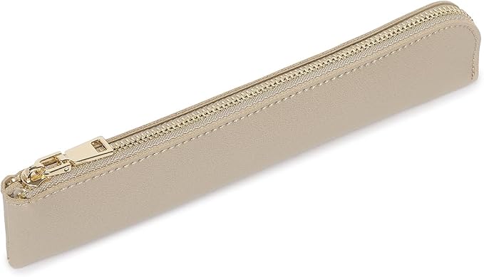 Slim Pencil Case Small Pencil Pouch Pen Case (Pearl White Tea/FL)
