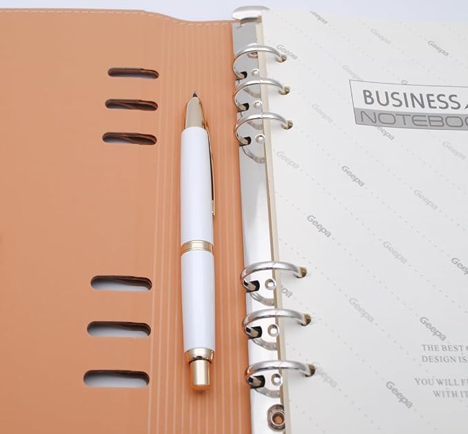 JINHAO 10 Press Fountain Pen, Retractable Metal Pen with Ink Converter (F Nib 0.5mm, Pearl White – Golden Clip)