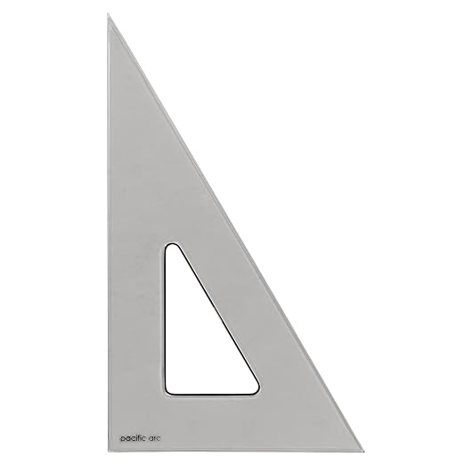 Pacific Arc's Scholastic Triangle - 14 inch - Smoke - 30/60 Angle - Polystyrene - Inking Edge - Technical Drawing Tools, Drafting, Architect and Engineering.