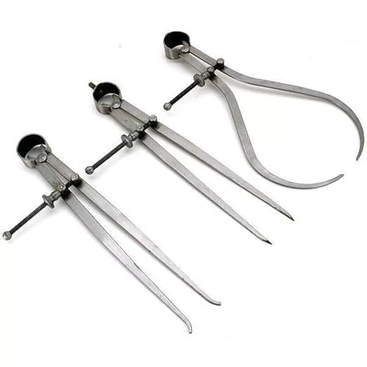 3 Pieces Spring Caliper Set - Inside, Outside & Divider 6" Inch / 150 Divider Set Mm - Measuring Tool, Workshop, Tool Room Wood-Turning Lathe Projects. Leather Crafting & Scribing
