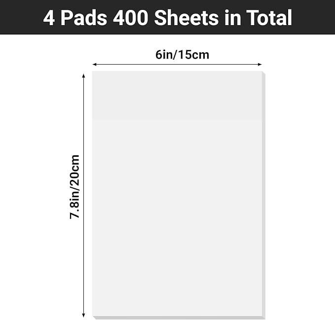 EUSOAR Translucent Sticky Notes, 100 Sheets 6x7.8 Inch Waterproof Message Reminder Clear Large Sticky Notes, See Through Adhesive Note Organizing Papers Nursing Note Pads for Book Annotation