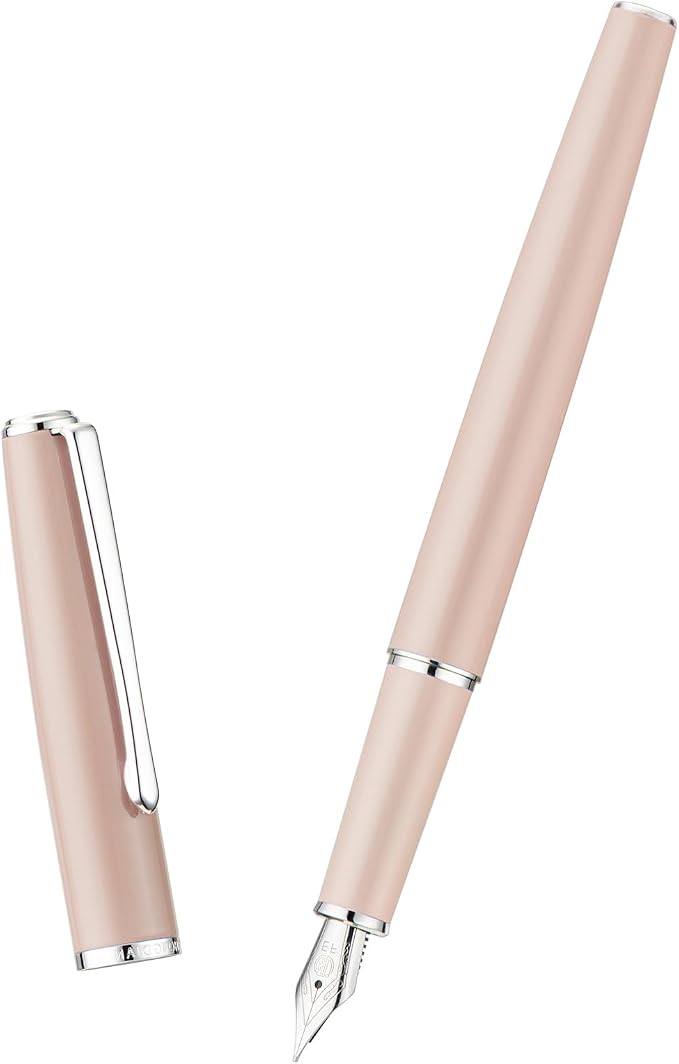 Hongdian 920S Fountain Pen Pink Metal Pen, Iridium M Nib Classic Pen with Ink Converter