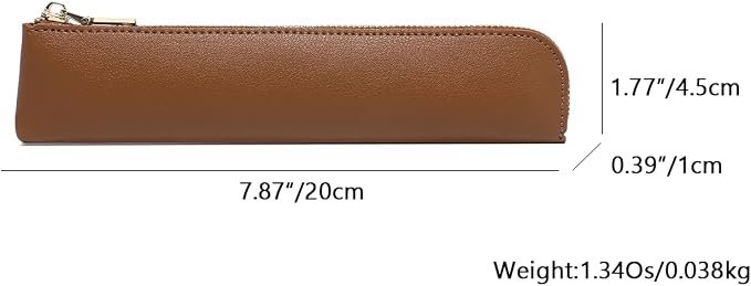 Slim Pencil Case Small Pencil Pouch Pen Case (Yellow Brown/FL)