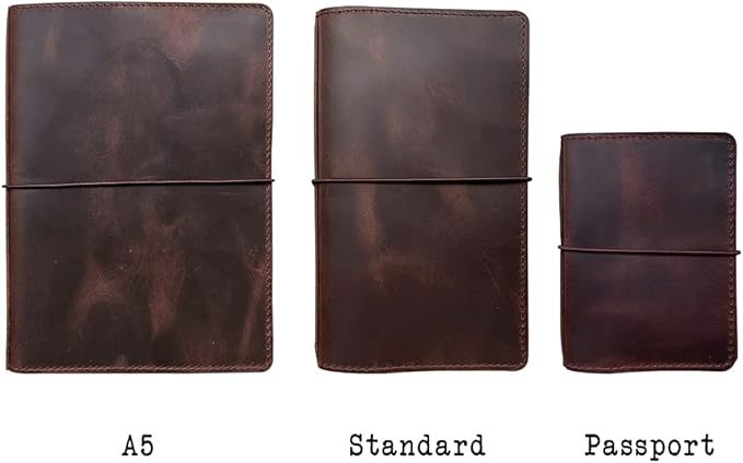 Travelers Notebook Cover with Inner Pockets, Card Slots and Pen Holder, Passport Size, Dark Brown