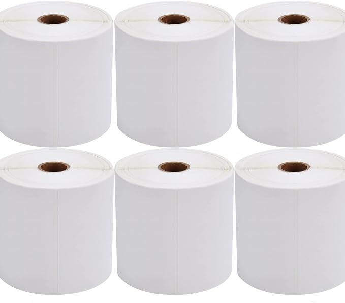 9527 Product 4x6 Direct Thermal Shipping Labels for Zebra 2844 ZP-450 ZP-500 ZP-505,Blank,450 Labels/Roll, 1" Core,Total 6 Rolls