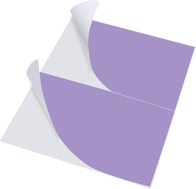 Half-Sheet Printable Shipping Labels- 5 1/2 x 8 1/2- Matte Purple Mailing Labels- Laser/Inkjet Compatible - 50/Pack