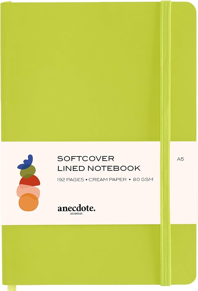 Softcover Ruled Journal with Thick 80 gsm Lined Cream Paper A5 size (8.3 inches x 5.4 inches) - Daily Writing Notebook for Travel, School and Office Use - Diary for Women and Men - Neon Yellow