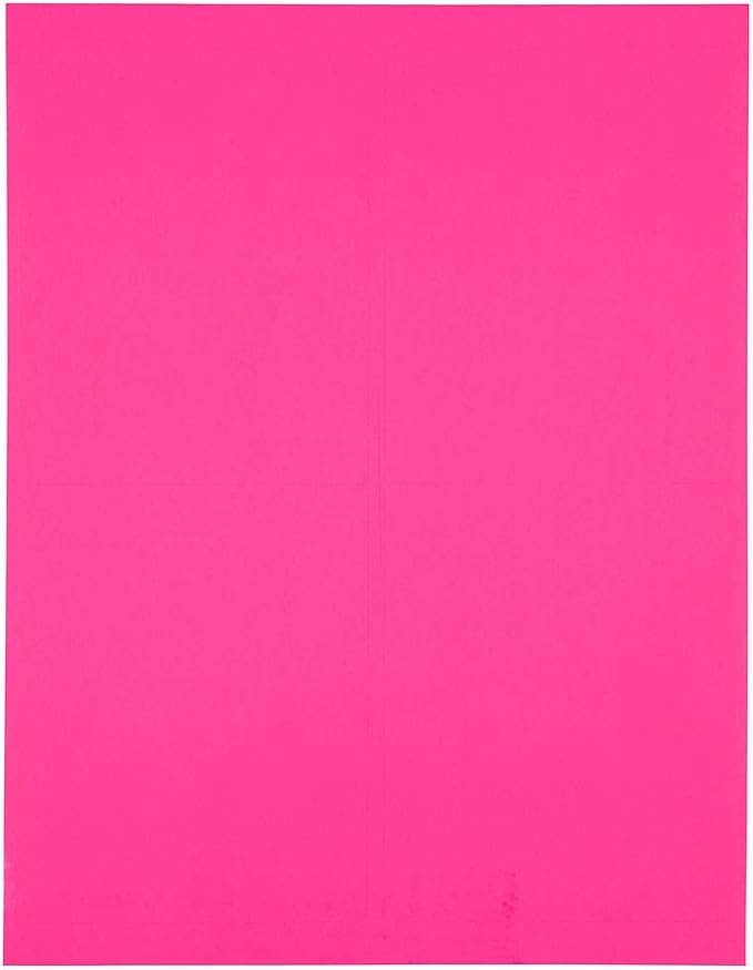 JAM PAPER Shipping Address Labels - 4 x 5 - Quarter Page/Extra Large - Neon Pink - 120/Pack