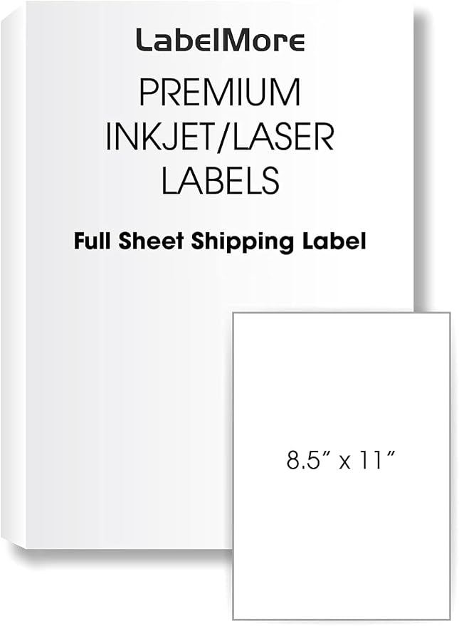 LabelMore 200 Sheets, Printable Sticker Paper, 8.5" x 11" Sticker Printer Paper Sheet for Laser & Inkjet Printers