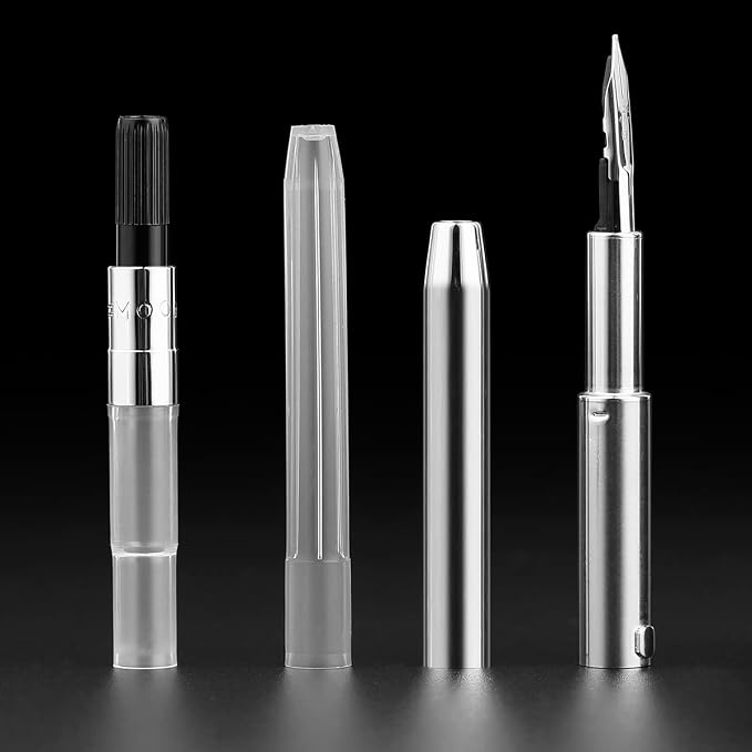 erofa Majohn A2 Press Fountain Pen Extra Fine Nib with Box, Retractable Green Resin Ink Pen with Converter Writing Set (Black Clip Version