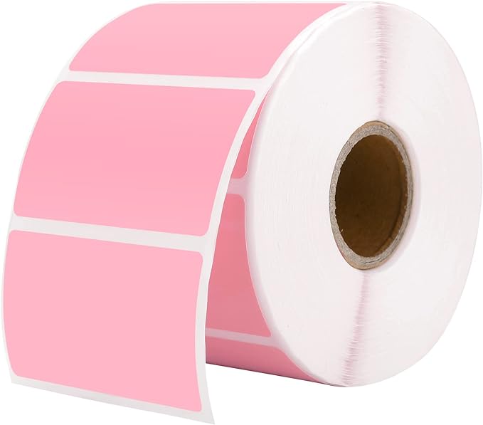 MUNBYN 2.25x1.25 Thermal Labels, 1000 Sheets/Roll, Pink | Strong Adhesive, Non BPA&BPS for Small Business, Shipping,Mailing, Bakery, Price Tag