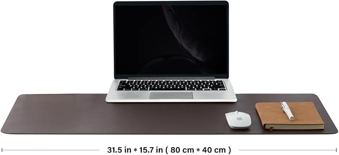 Leather Desk Mat - Non-Slip PU Desk Pad for Office and Home - Desk Organization and Accessories - Ideal for Large Mouse Pad and Desk Mats on Top of Desks (Coffee,31.5"x 15.7")