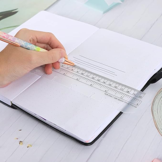 10 Pack Clear Ruler Bookmark Plastic Binder Divider A5 Straight Ruler Page Markers Today Planner Page Finders for A5 6 Ring Notebook Binder Refillable Journal