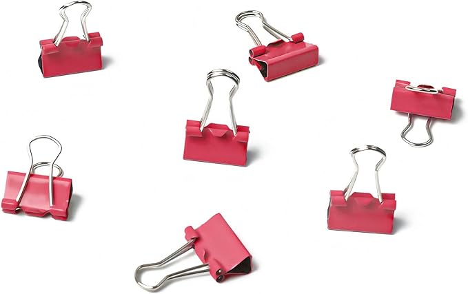 50 Pack Small Red Binder Clips 3/4 Inch (19 mm), Colored Little Paper Clamps, Tiny Mini Paper Clips for Office Home School Business 0.75"