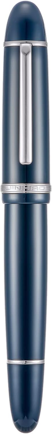 Jinhao X159 Dark Blue Acrylic Fountain Pen, Size 8 Extra Fine Nib Silver Trim Classic Design Smooth Writing Pen with Converter