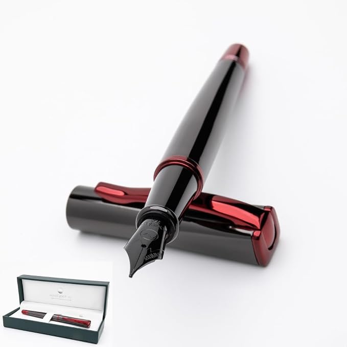 Monteverde USA Impressa Fountain Pen Gun Metal with Red Trim - Fine Point - JoWo German Nib