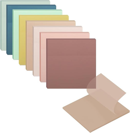 400 Sheets Transparent Sticky Notes 3x3 in, 8 Pastel Clear Sticky Note | Translucent See Through Self-Stick Note for Annotation Book College School and Office Supplies